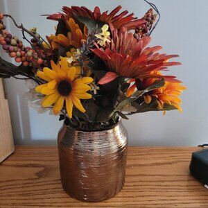 Beautiful fall floral sunflower centerpiece arrangement ceramic vase